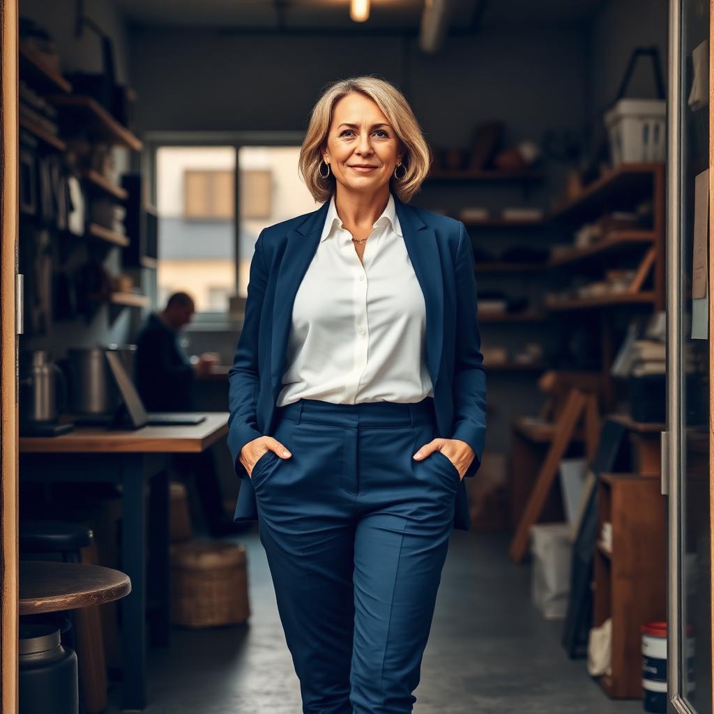 Woman veteran business owner in her workshop